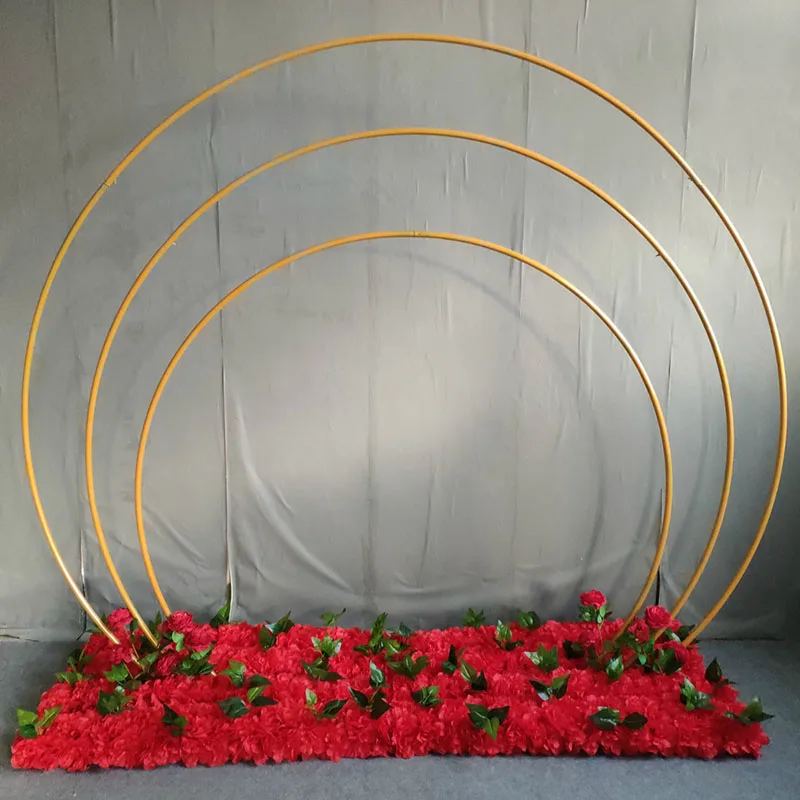 新 店舗 ウェディングパーティー錬鉄製リングアーチ背景スタンド三ストーリーアーチ同心円アーチ屋外結婚式の花の装飾 1500円のイヤリング Www Hr Ps