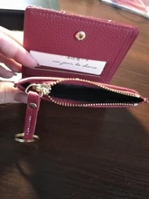 Cartera de piel sintética suave para mujer, cartera amarilla de marca, monedero Mini con broche, tarjetero, billetera corta, Bolso pequeño Delgado, llavero con cremallera