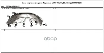 

Undercarriage with noise insulation suitable for Lexus UX 2018-хетчбек (rear right) Totem liners art. Totem. s.01988.22