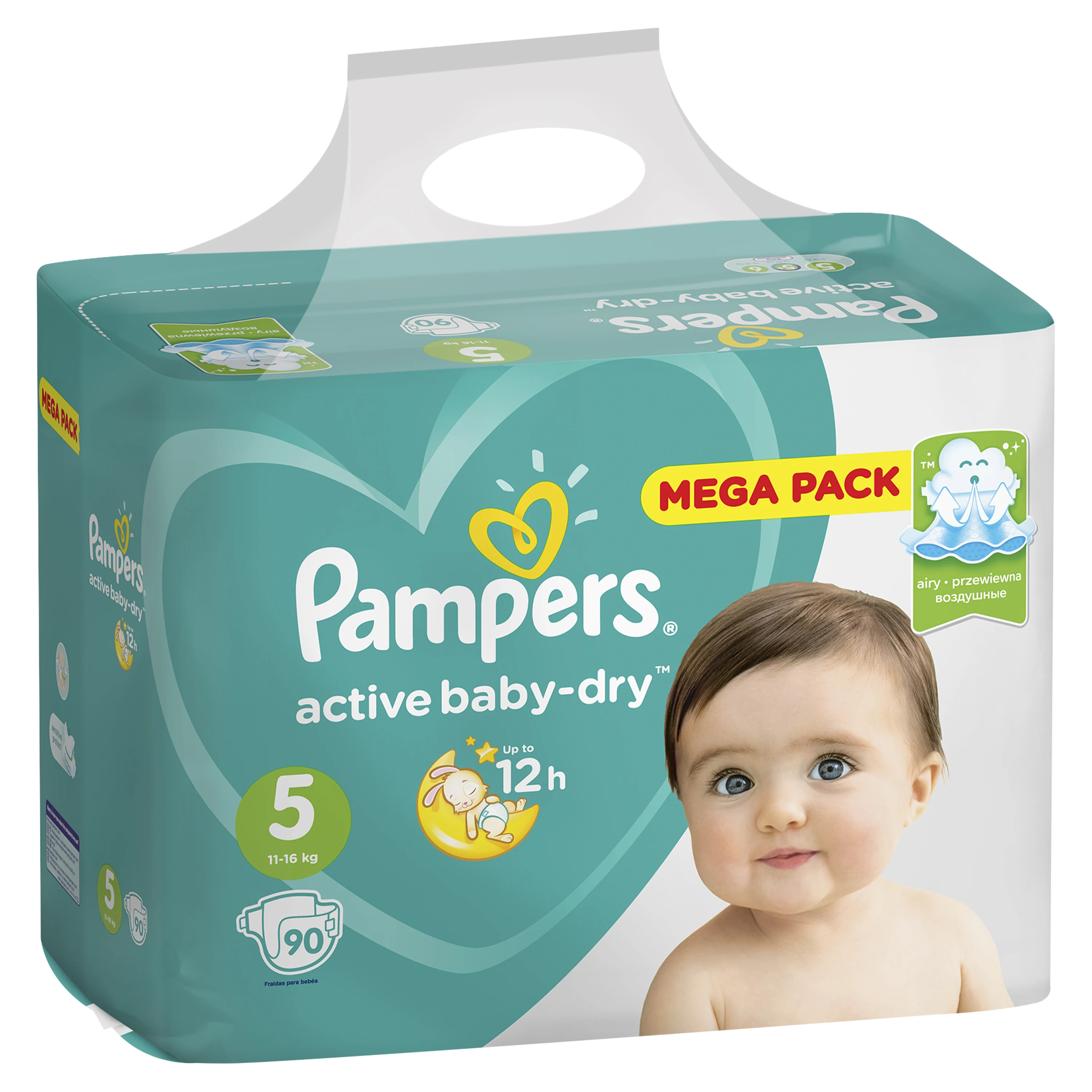 Подгузники Pampers Active Baby-Dry 11–16 кг, размер 5, 90шт