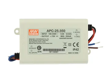 

Led Driver DC MeanWell APC-25-350 transformer 350mA 25V-70V DC 25W constant current IP42