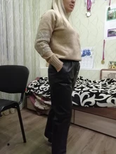 Pants Leather Trousers White Genuine-Leather Black Women Streetwear Patent