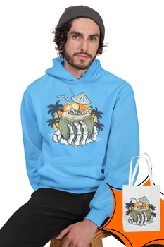 

Angemiel Wear Holidaymaker Skeleton Blue Men 'S Hooded Sweatshirt Bags Kombin