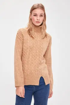 

Trendyol Camel Asymmetric Çrgülü Knitwear Sweater TWOAW20KZ0615