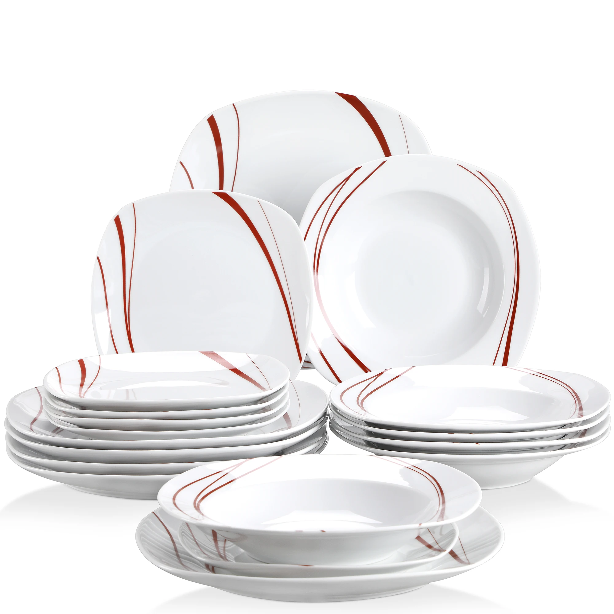 18-Piece Dinner Set Ivory White Porcelain Dinner Plate Sets with 6-Piece Dinner Plates 6-Piece Soup Plates and 6-Piece Dessert Plates Service for 6 18-Piece Dinner Set Ivory White Porcelain Dinner Plate Sets with 6-Piece Dinner Plates 6-Piece Soup Plates and 6-Piece Dessert Plates Service for 6