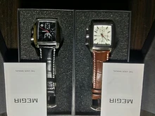 MEGIR-relojes casuales de marca para hombre, reloj de pulsera deportivo a la moda novedosa, de cuero con cronógrafo para hombre, con calendario luminoso