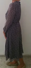 Women Summer Spring-Dress Vestidos A-Line Long-Sleeve Dot Print Midi Chiffon S.FLAVOR