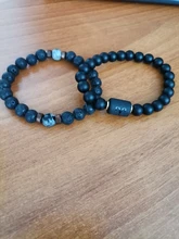 Abalorios de piedra negra para Hombre y mujer, pulsera con constelación de 12, para parejas, Moda Masculina