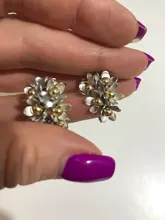 Stud-Earrings Flower AENSOA Gold-Color Small Vintage Women Fashion Big Metal for Statement