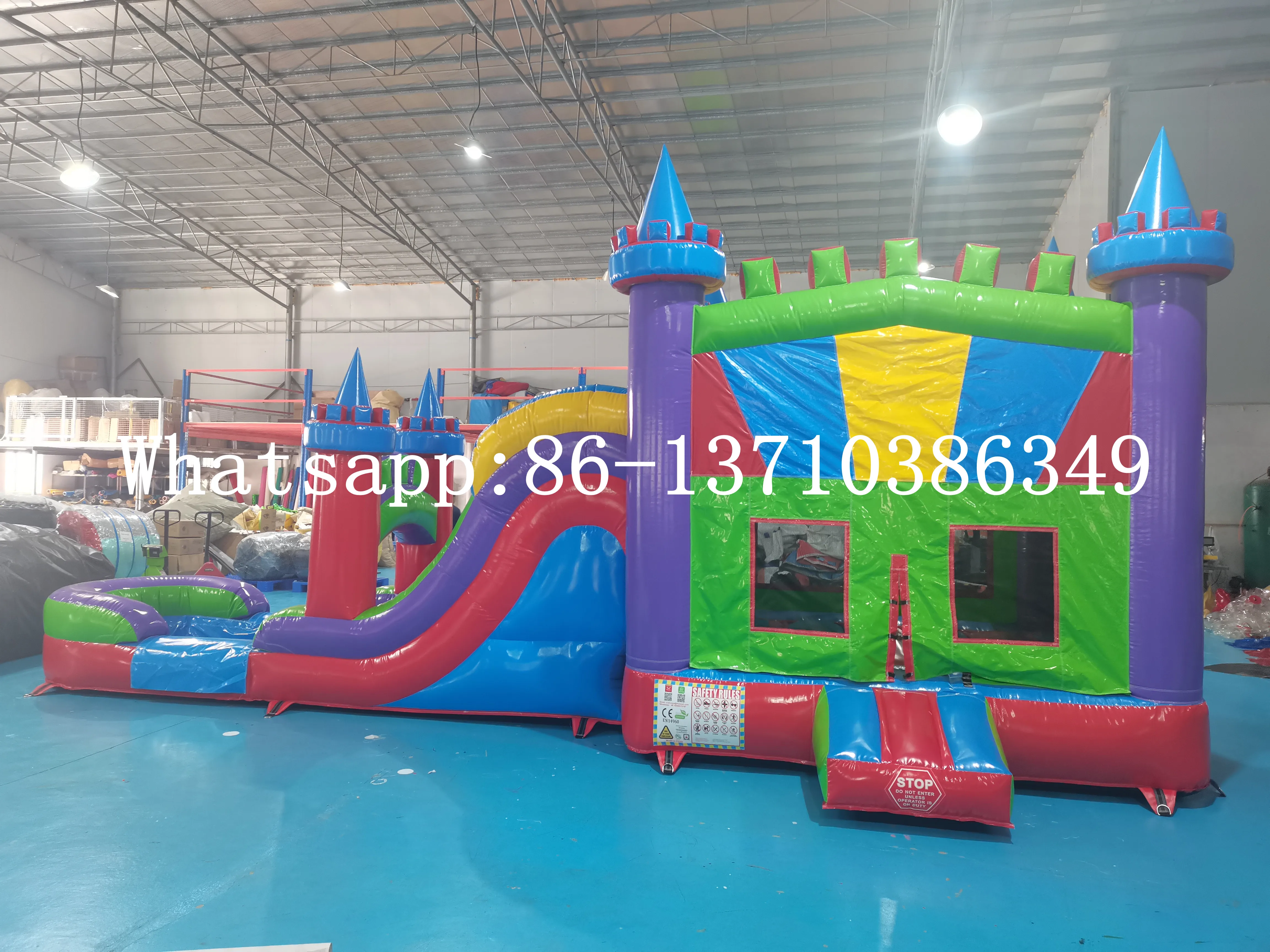 

Factory direct sales commercial children's color bouncy castle combination pool slide