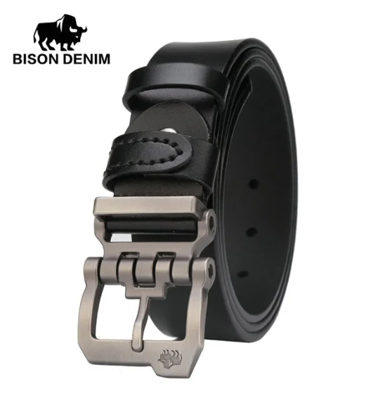 Мужской ремень с винтажной пряжкой Bison Denim N71223 - Цвет: Black