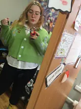 Neploe-Suéter de cuello de pico suelto para mujeres, jersey estilo Preppy de punto con flores, cárdigans, elegante, grueso, con impreso, corto, abrigo informal, 46565