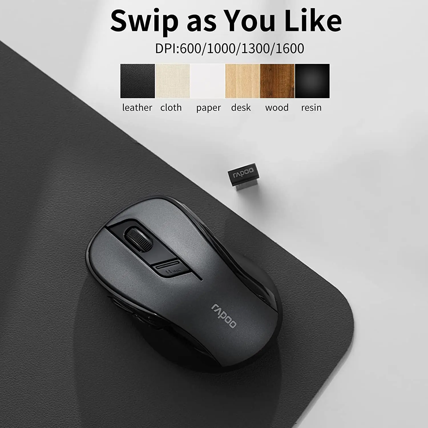 Rapoo M500G Multi-Device Bluetooth Mouse Noiseless Ergonomic Wireless Mouse for Computer PC Laptop 12 Months Long Battery Life