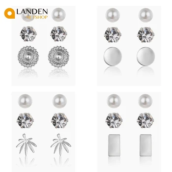 

3 par/set crystal earrings new earrings Star Imitation Pearl Rhinestone