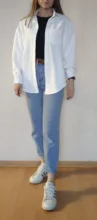 White Blouse Official-Tops Green Shirt Spring-Pocket Oversized Blusas Long-Sleeve Lizkova