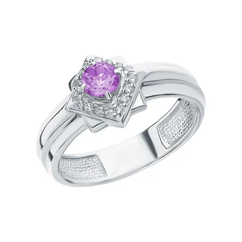

Silver ring with amethyst and cubic zirconia sunlight sample 925