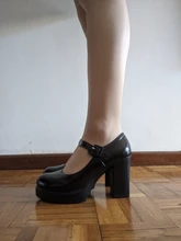 Zapatos de tacón alto cuadrados para mujer, plataforma con hebilla en la boca, zapatos de punta redonda, para primavera y verano