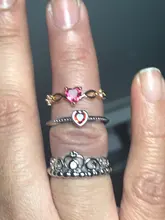 Nueva moda de Color plata anillo de cobre coronas y corazón de amor anillos de dedo CZ claro anillo para las mujeres de regalo de la joyería de la boda, Dropship