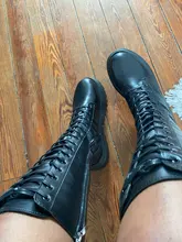 Botas hasta la rodilla de piel sintética con plataforma gruesa para Mujer, botines largos con cordones, con cremallera, estilo Punk, Chelsea, 2020