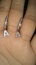ANENJERY plata esterlina 925 1 par 26 alfabeto carta pendientes de aro inicial Zircon pendientes para Mujeres Hombres joyería de nombre S-E1169