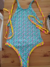 Miyouj-bañador con estampado de flores para mujer, traje de baño de una pieza con cuello de pico profundo, de retales, ropa de playa con cuello Halter, Sexy, 2021