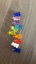 Mini abalorios de oso de goma de 22x11mm, 10 Uds., Color caramelo, para hacer aretes, colgantes, collares, joyería creativa DIY