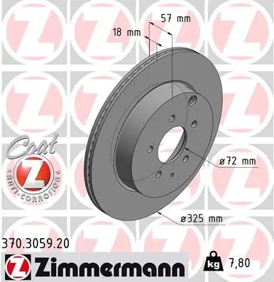 Диск торм задний MAZDA CX-7(ER) 09-13, CX-9(TB) с 2007 ZIMMERM