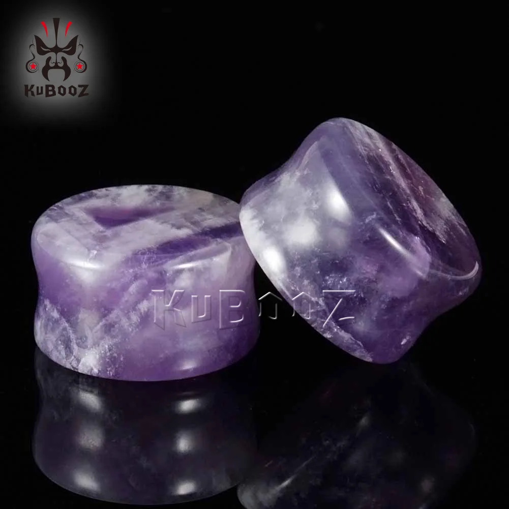 Wholesale Price Beautiful Amethyst Stone Ear Plugs Tunnels Gauges Piercing Body Jewelry Earring Expanders Stretchers 36PCS