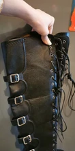 DORATASIA INS Marca novedosa-botas altas hasta el muslo para mujer, cuñas con plataforma y hebilla, parte inferior gruesa, zapatos de calle frescos