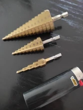 3pc Hss conjunto de broca de paso cono cortador agujero cónico métrico 4 - 12 / 20 / 32mm 1 / 4 titanium de metal recubierto de hex brocas de sierra