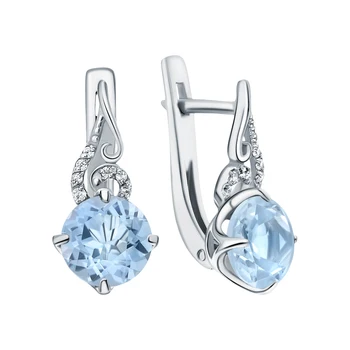 

Silver earrings with Topaz and cubic zirconia sunlight sample 925