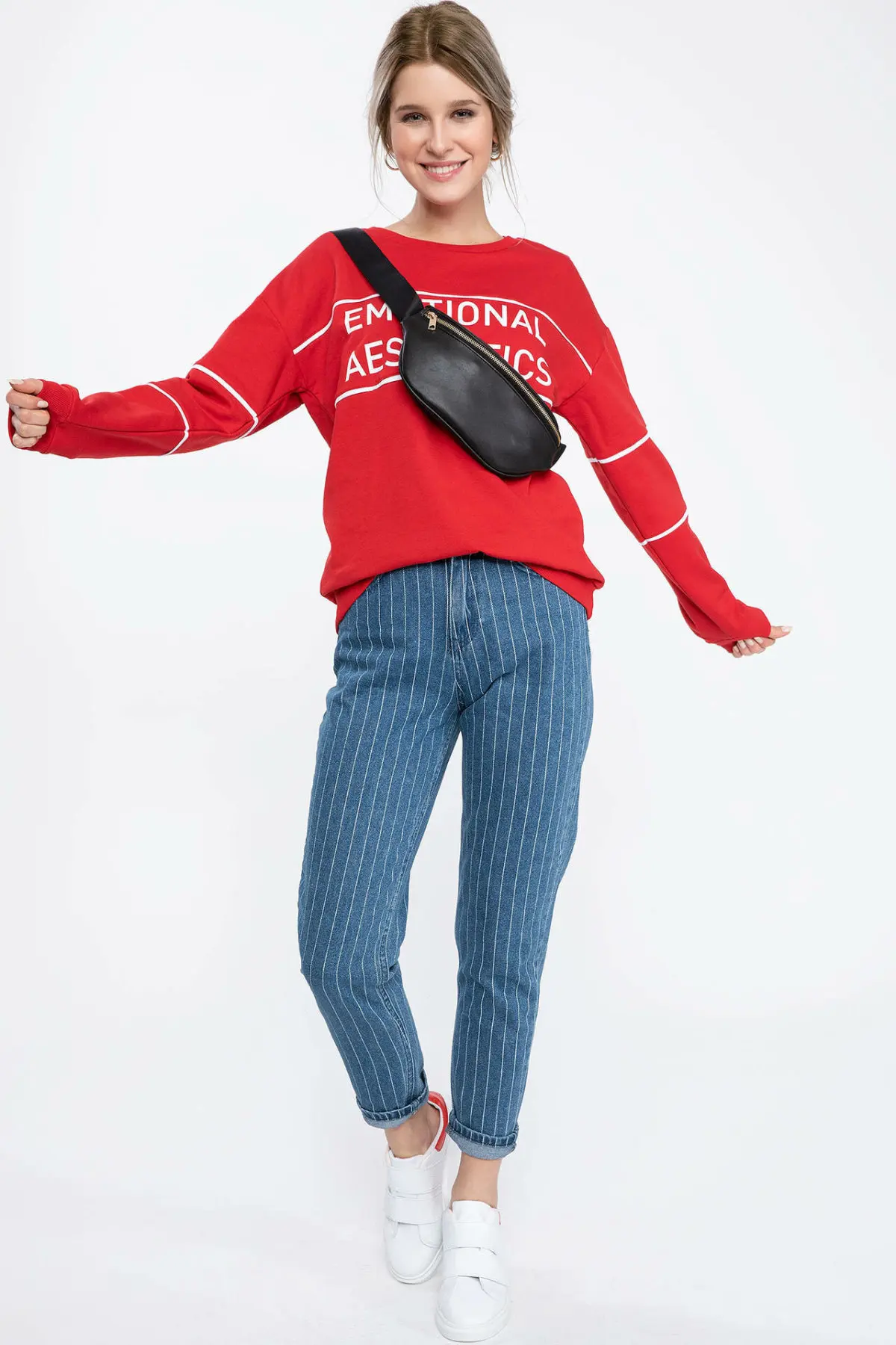 DeFacto Модные женские пуловеры с круглым вырезом и буквенным принтом, повседневные пуловеры с длинными рукавами, свободные женские осенние новые-K6949AZ18CW