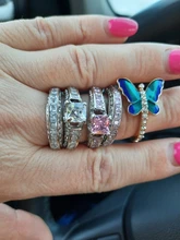 FDLK-Conjunto de anillos de boda elegantes para mujer, joyería de compromiso con brillante intenso, anillo de circón para mujer, 2 uds.