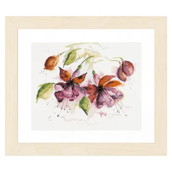 

Pn-0008026 set for embroidery lanarte 'fuchsia in watercolor '29x39 cm