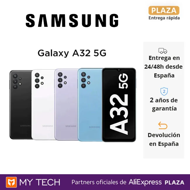 Samsung Galaxy A32 5G, Smartphone 4+64GB, 6.5 HD+ Infinity-V, 4 cámaras 48MP, selfie 13MP, 5000mAh, carga rápida 15W, Octa Core