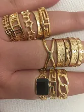 Tocona-Anillos de oro con piedras de cristal cuadradas brillantes para Mujer y hombre, Charms de estrellas geométricas, joyería para Mujer, venta al por mayor 9071