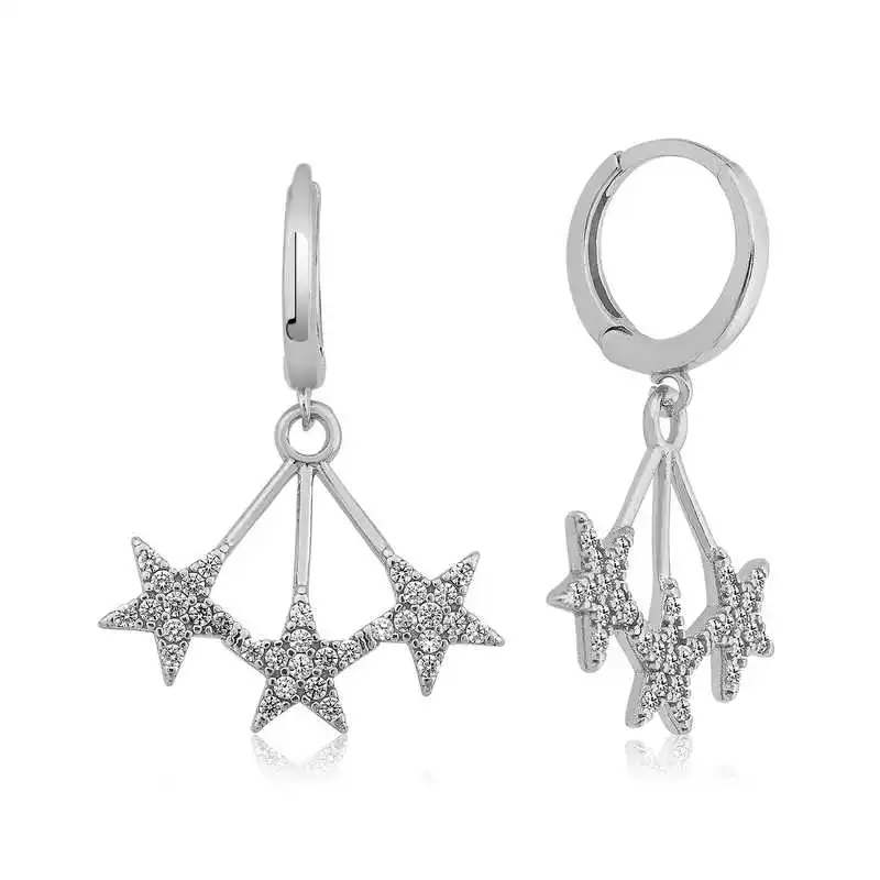 

Silver Three Star Earrings