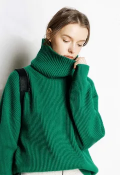 

Obrix Basic Wardrobe Female Casual Style Sweater Turtleneck Full Sleeve Loose Trendy Pullover For Women