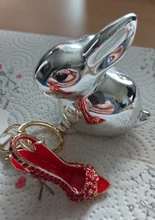 Llavero con zapatilla de tacón alto con diamantes de imitación, monedero de cristal, bolsa de llavero de coche, llavero de aleación decorativo