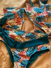 Padded-Bra Swimwear Bikini-Set Beachwear Biquini Bandage Bathing-Suit Ruffles Floral