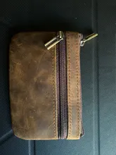 Monedero de cuero de vaca con cremallera Unisex, monedero Unisex con cremallera