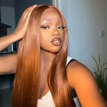 Peluca de cabello humano con encaje Frontal 13x6 para mujer, pelucas de cabello humano de color marrón prearrancado, brasileño, Remy, liso