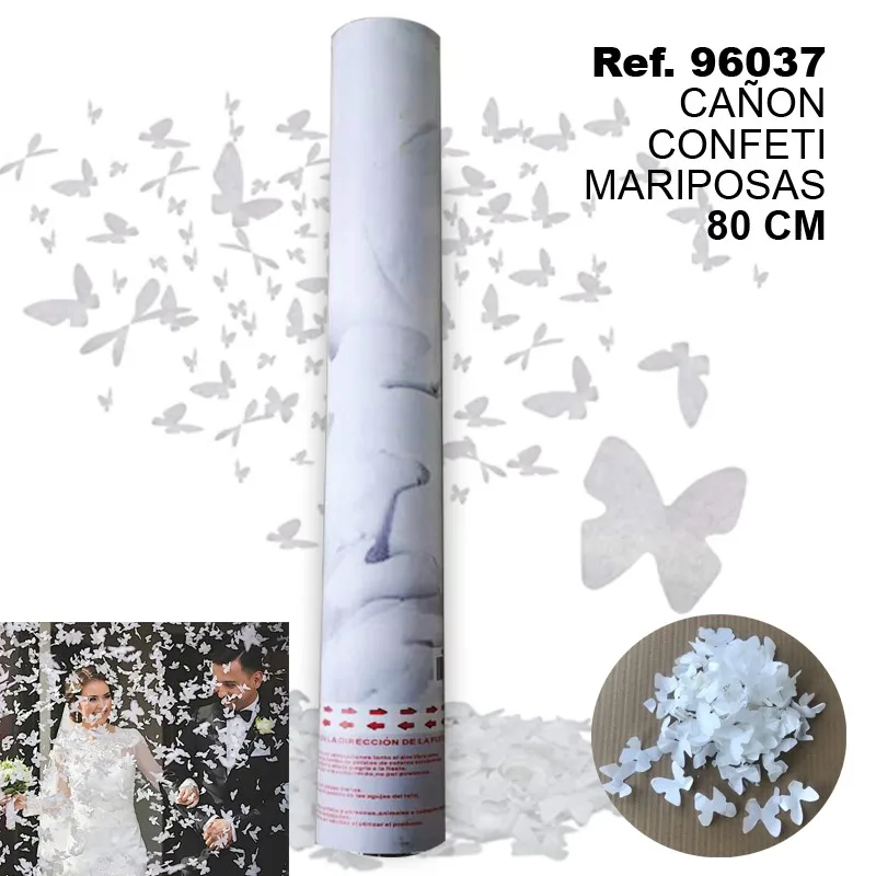 Lanzaconfeti pack save. Lanzaconfeti for events. Rose petals for wedding. Artificial rose petals. Birthday, launches confetti 80cm Packs of 12 or 48 units of white butterfly Canyon or rose petals.