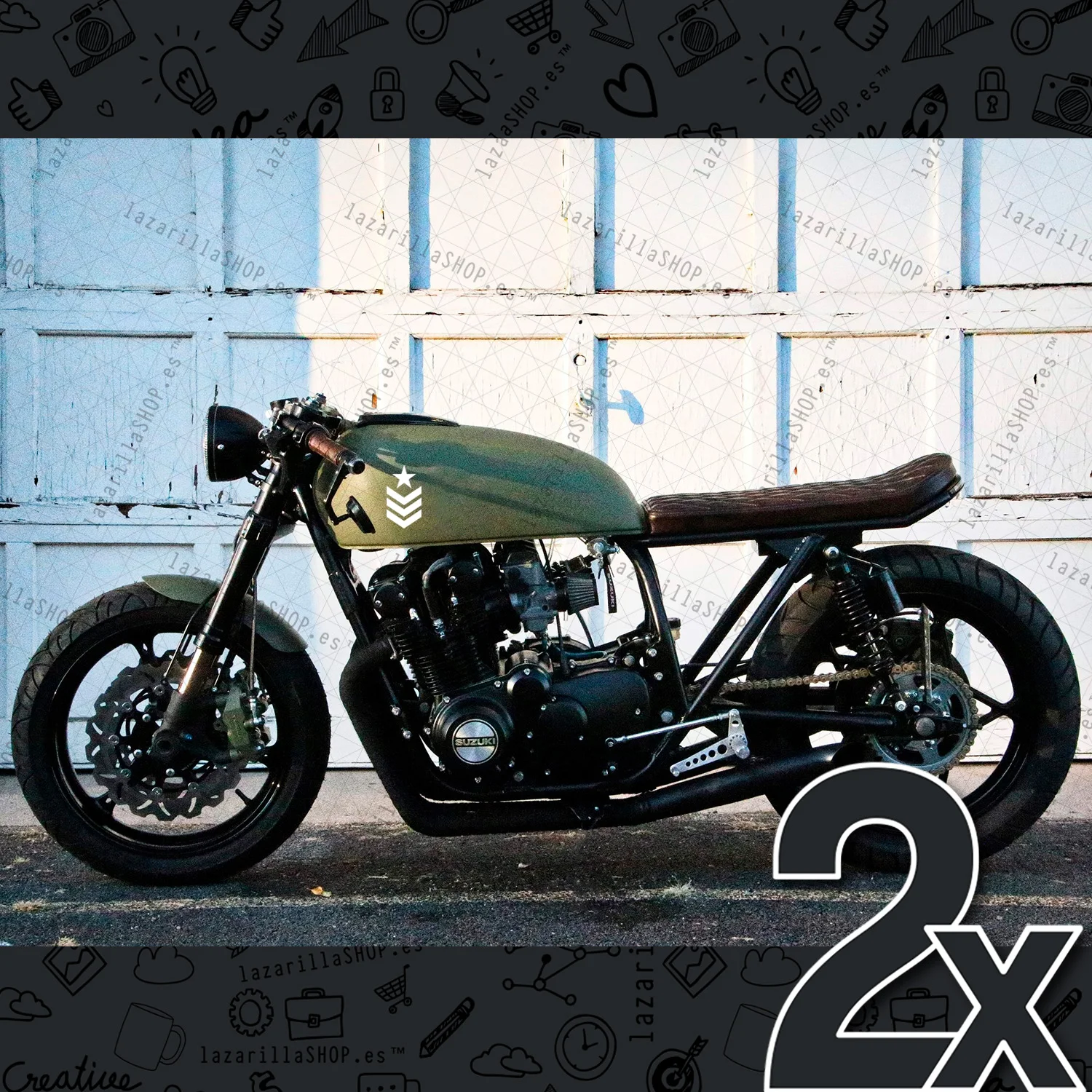 2X Galon Military Us Army 10Cm Adesivi Moto Cafe Racer Vinyl Army Helmet Vintage 2 Unità Sticker Qualità Lazarillashop™