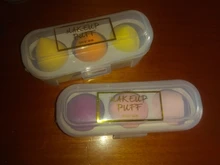 Juego de esponjas de maquillaje, esponjilla de látex saludable, suave, en húmedo y seco, herramientas de maquillaje cónicas, caja de plástico exquisita, 3 /4 Uds.