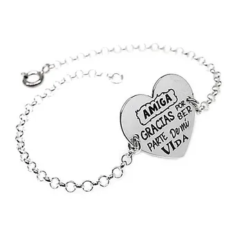 

Law silver bracelet 925m 18cm. Rolo chain sheet heart [AB5362GR] -Customizable-RECORDING INCLUDED IN THE PRICE