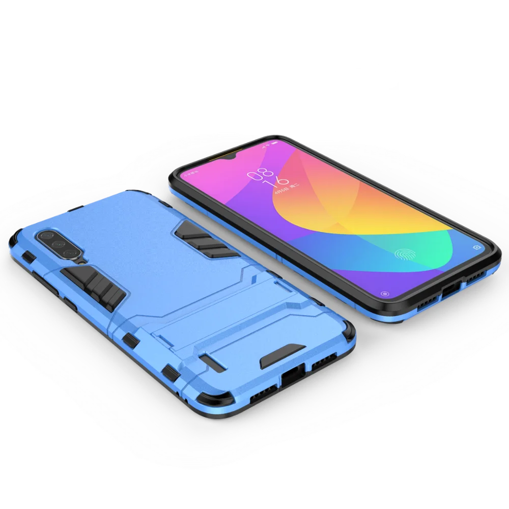 Чехол-подставка для Xiaomi mi 9 Lite/mi A3 Lite/CC9 Con soporte-чехол Гибридный противоударный Прочный - Цвет: Blue