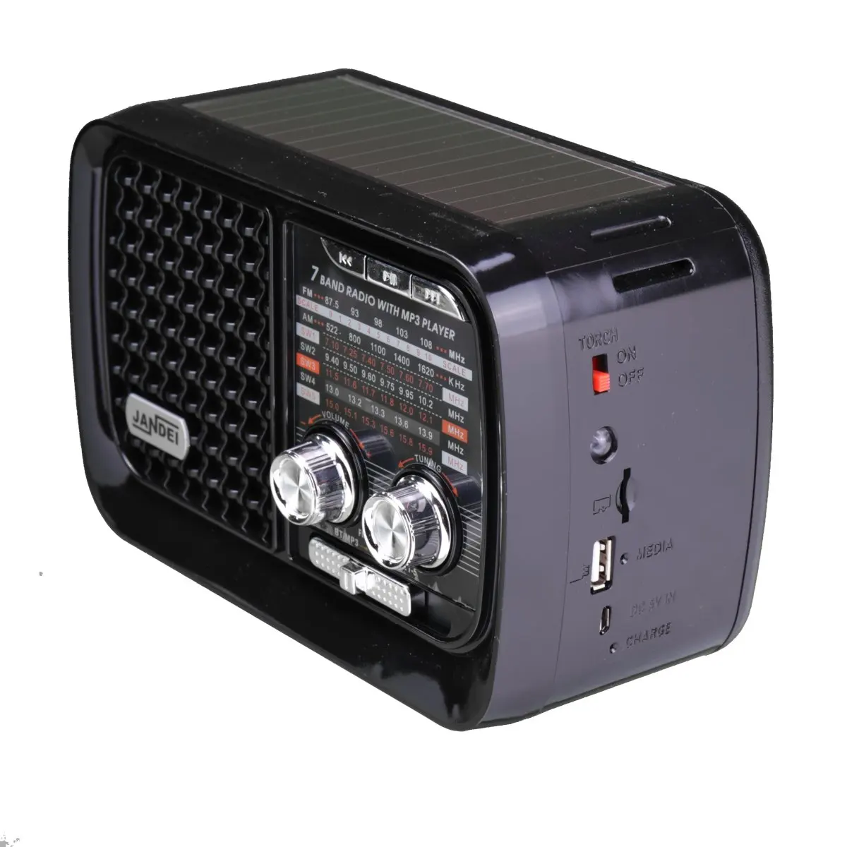 PRUNUS J-908 Am/FM Radio Portatil Pequeña Recargable, Radio Pequeña Digital  con Linterna LED, Reproductor de TF/USB/AUX /MP3, Radio Bateria Recargable