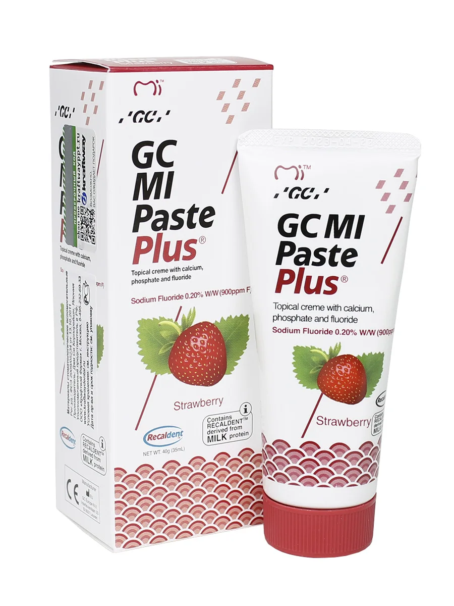 Зубной гель MI Paste Plus Клубника (Tooth Mousse Тус Мусс со фтором) 40г | Красота и здоровье