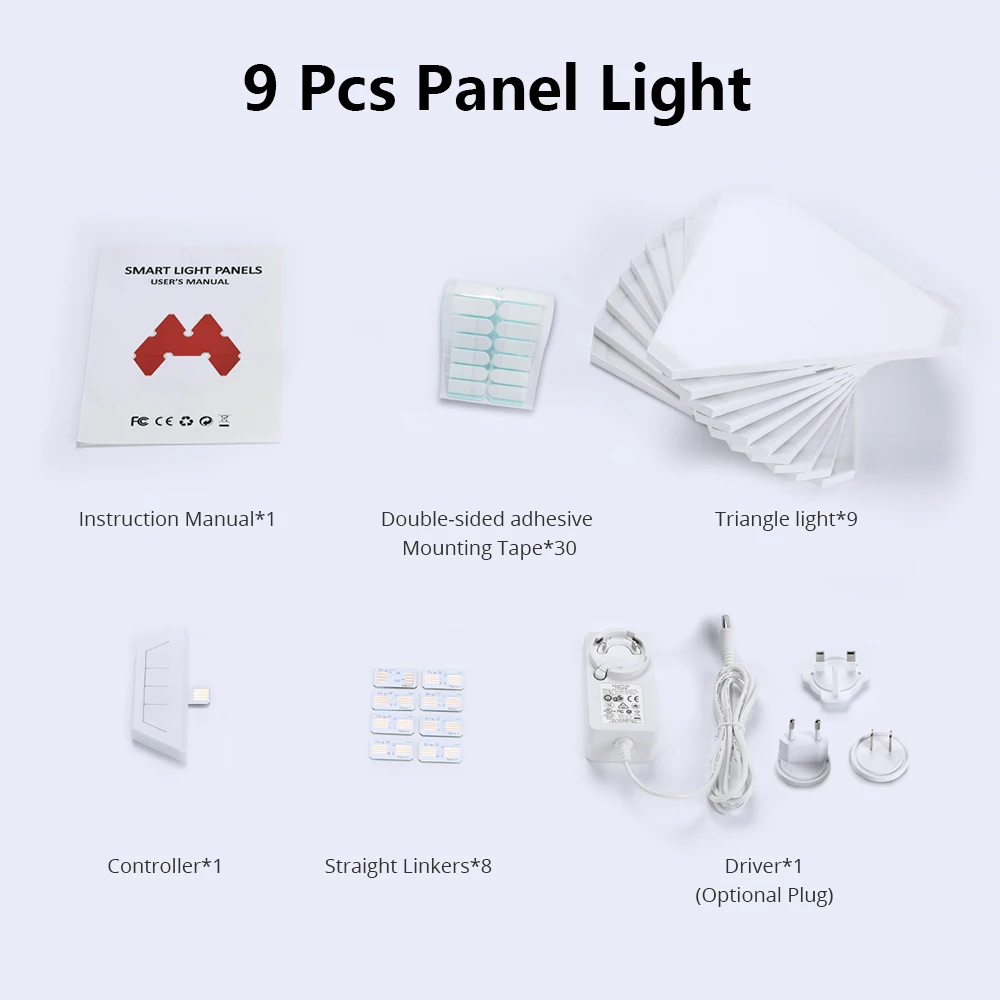 Benexmart 9PCS Smart LED Panel Light Tuya WiFi Triangle Wall Lamp RGB Mucis Sync Control Alexa Google Home DIY Decor Light led panel light 2x4 LED Panel Lights